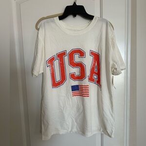NAT z supply cream large flag USA boyfriend t shirt